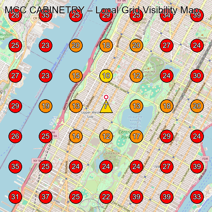 MCC CABINETRY GeoGrid visibility map for Contractor in Edgewater